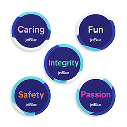 JETBLUE VALUES BUTTONS